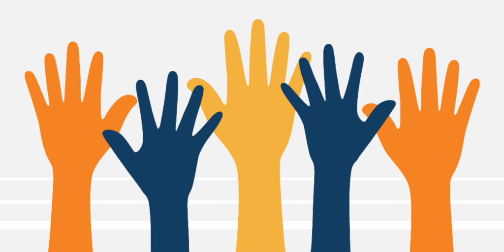Stylized Raised Hands in Various Sizes and Colors